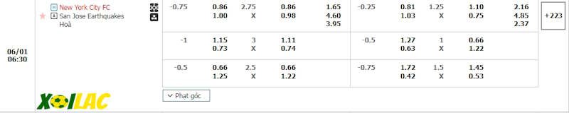 Soi kèo New York City vs San Jose Earthquakes 01/06/2024 – Tỷ lệ kèo