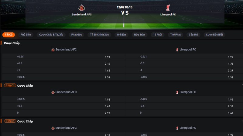 Sunderland vs Liverpool